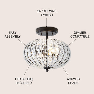 Catalina 11.7" Metal /Acrylic LED Semi Flush Mount - JONATHAN Y